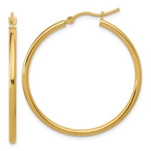 10K Polished Hinged Hoop Earrings